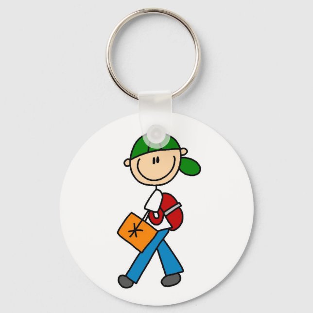 Boy With Backpack Key Ring (Front)