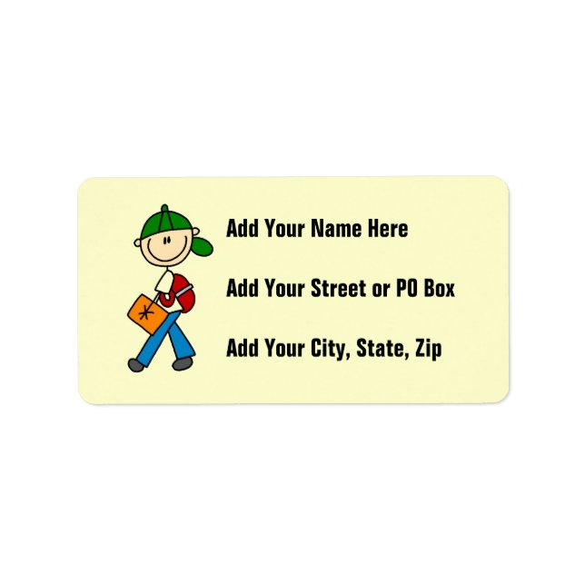 Boy With Backpack Label (Front)
