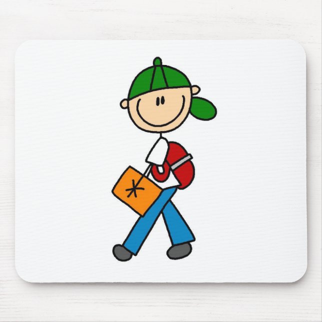 Boy With Backpack Mouse Mat (Front)