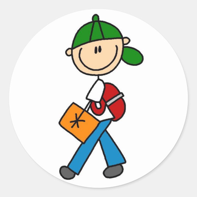 Boy With Backpack Stickers Sticker (Front)