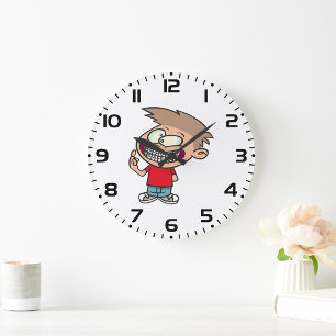 Boy With Braces  Large Clock