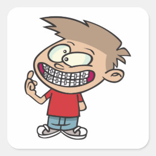 Boy With Braces Square Sticker