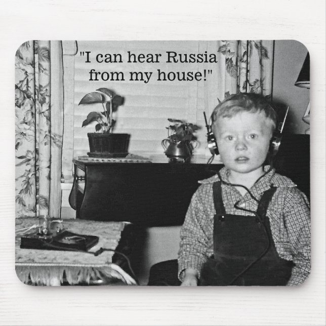 Boy With Crystal Radio Set Humour Mouse Mat (Front)