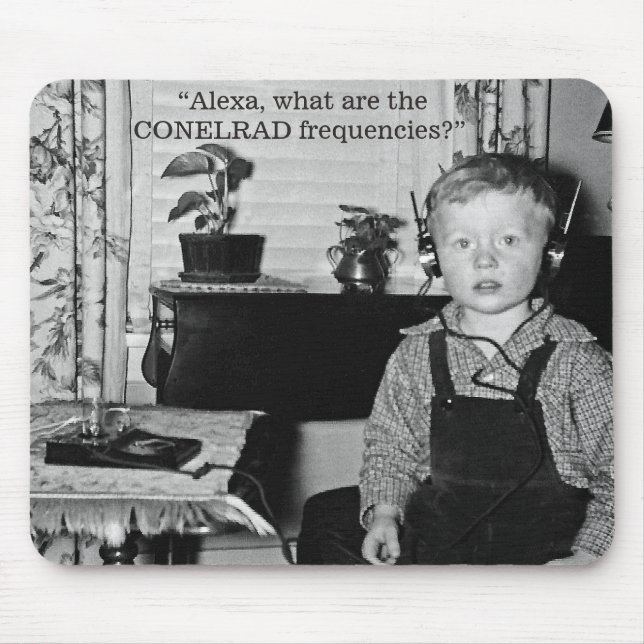 Boy With Crystal Radio Set Humour Mouse Mat (Front)
