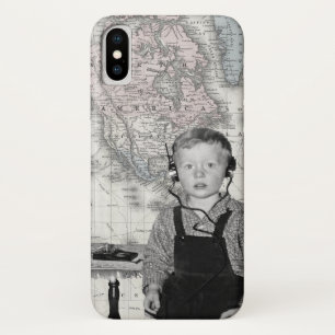Boy With Crystal Radio Set Map iPhone X Case