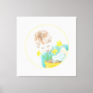 Boy With Daffodils  Canvas Print