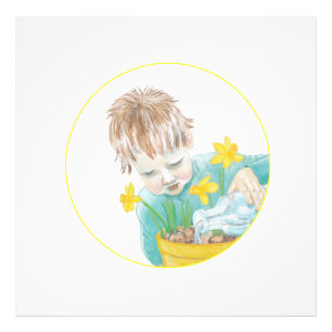 Boy With Daffodils Photo Print