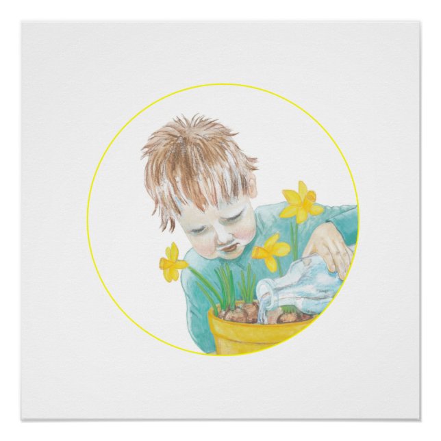 Boy With Daffodils  Poster (Front)