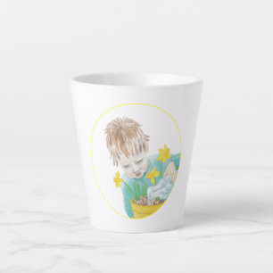 Boy With Daffodils Small  Latte Mug