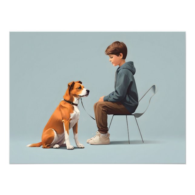 Boy with dog art photo print (Front)