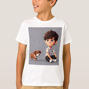 Boy with dog art T-Shirt