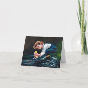 Boy with Duckling Art Note Card