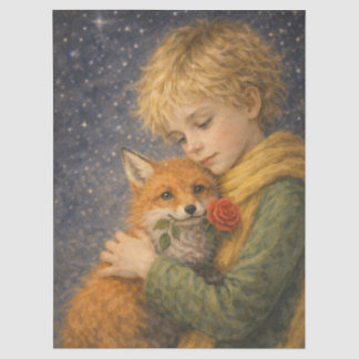 boy with fox tissue paper