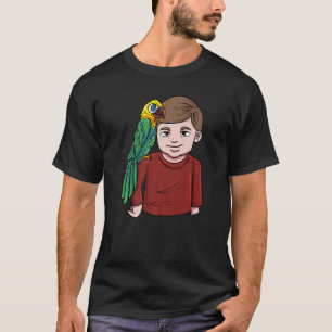Boy with Parrot Macaw Bird T-Shirt