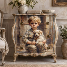 Boy with Puppy Decoupage