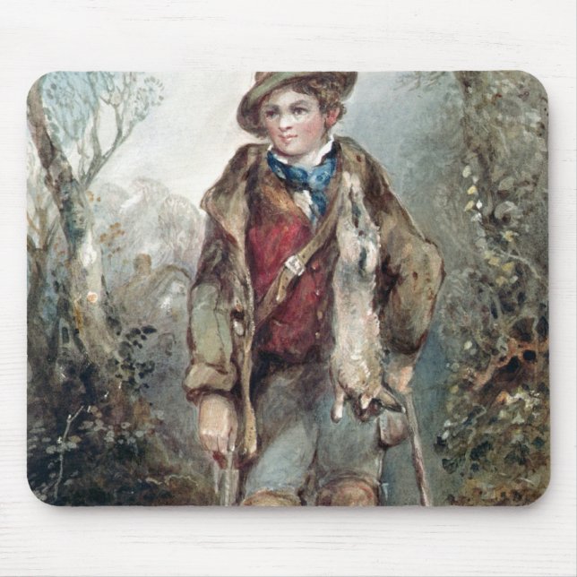 Boy with Rabbits Mouse Mat (Front)