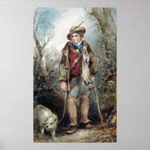 Boy with Rabbits Poster
