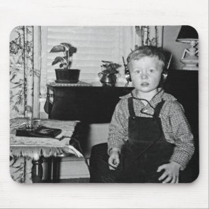 Boy With Retro Crystal Radio Set Mouse Mat