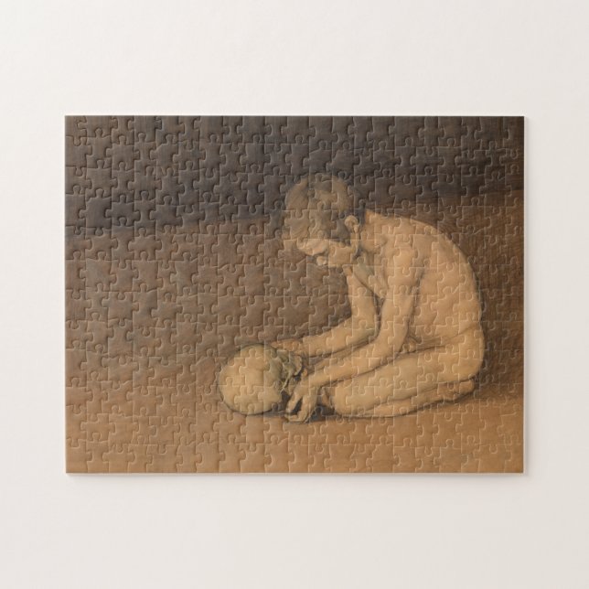 Boy with Skull (by Magnus Enckell) Jigsaw Puzzle (Horizontal)