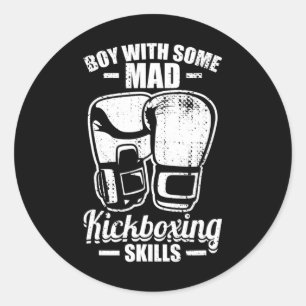 Boy With Some Mad Kickboxing Skills Classic Round Sticker