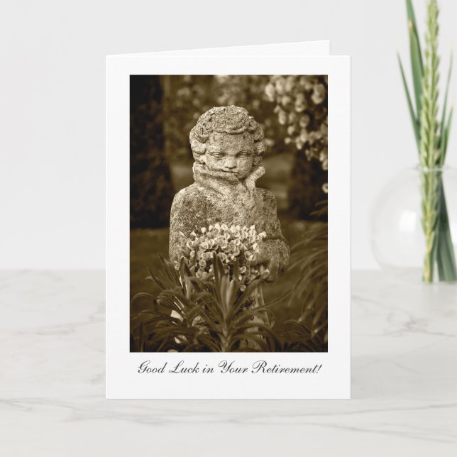 Boy with Spring Posy, Good luck in Your Retirement Card (Front)