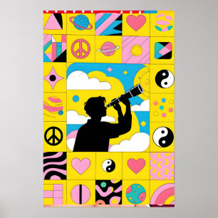 Boy With Telescope Pop Art Poster