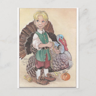 Boy with Turkey Postcard