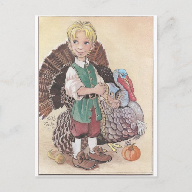 Boy with Turkey Postcard (Front)