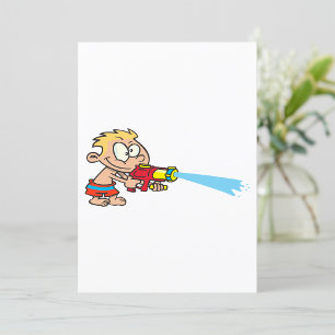 Boy with Water Gun Summer Fun Invitation