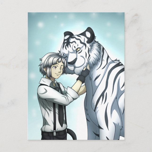 Boy with White Tiger Postcard (Front)