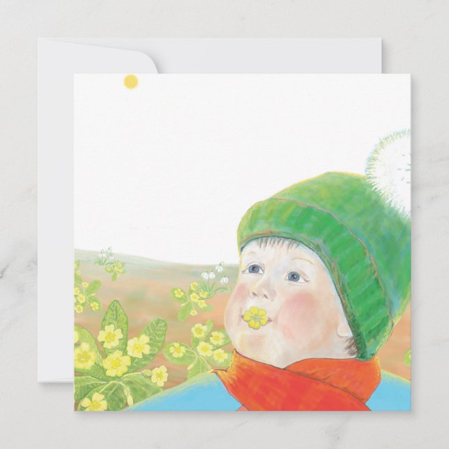 Boy with  Wild Primroses  Card (Front)