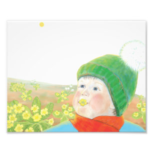Boy with Wild Primroses Photo Print