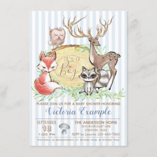 Boy Woodland Animal Baby Shower Invitation