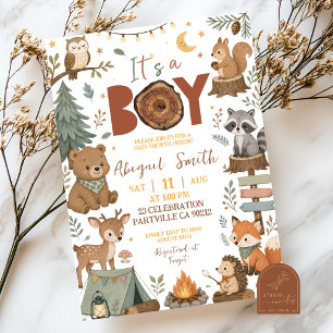 Boy Woodland Animals It's a boy baby shower Invitation
