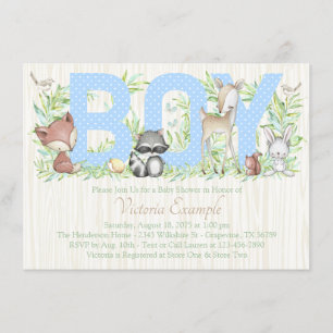 Boy Woodland Baby Animal Baby Shower Invitation