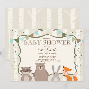 Boy Woodland Baby Shower invite Animals Forest