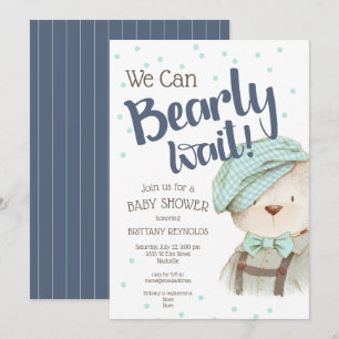 Boy Woodland Forest Bear Baby Shower Invitation