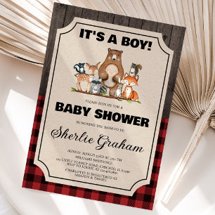 Boy Woodland Lumberjack Baby Shower Invitation