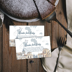 Boy World Map Airplane Books For Baby Shower  Enclosure Card