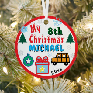 Boy Yearly Christmas Orange Car Metal Tree Decoration