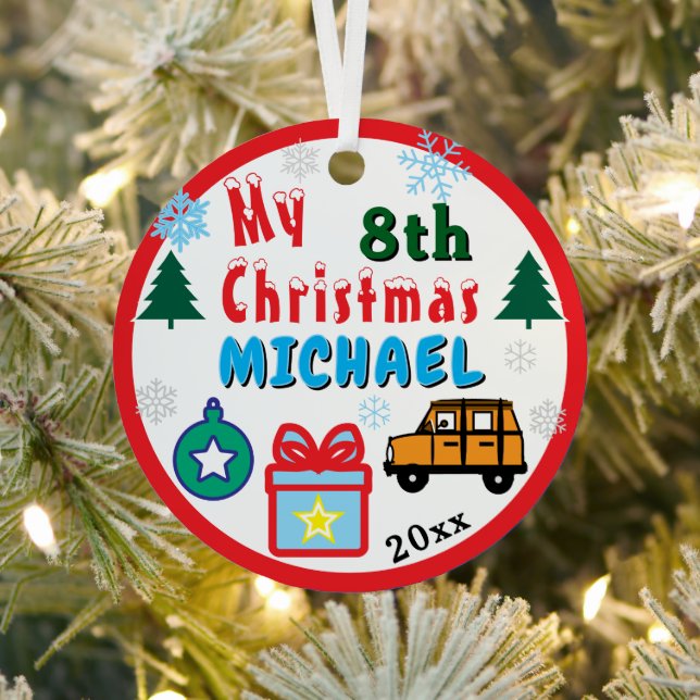 Boy Yearly Christmas Orange Toy Car Metal Tree Decoration (Insitu)