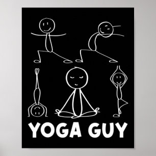 Boy Yoga Guy Exercise Stick Figure  Poster