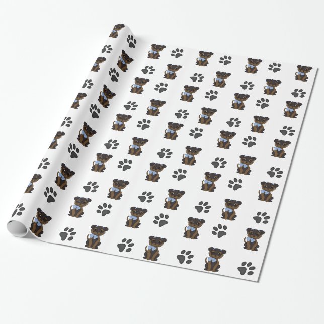 Boy Yorkshire Terrier Wrapping Paper (Unrolled)