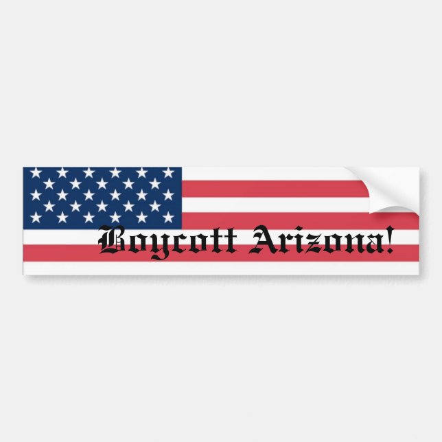 Boycott Arizona with US flag Bumper Sticker (Front)