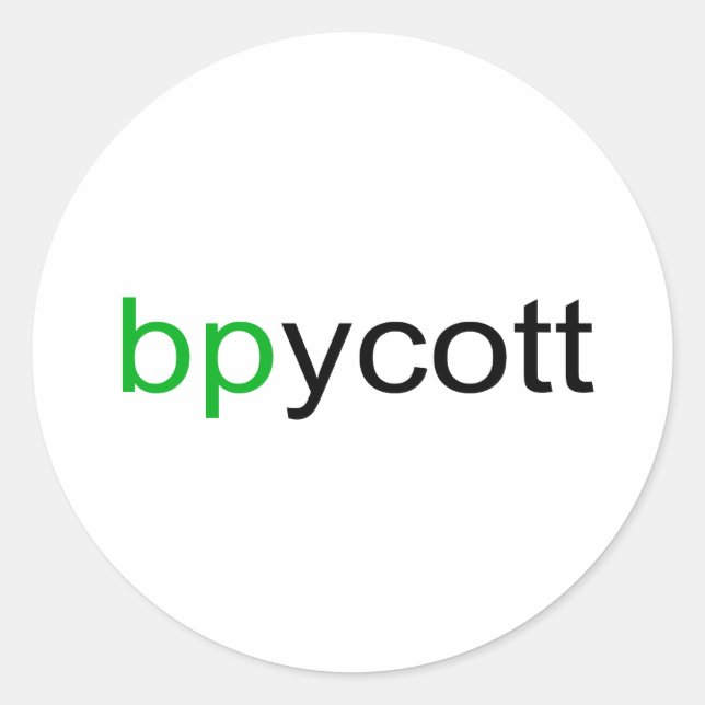 Boycott BP Round Sticker (Front)