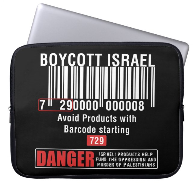Boycott Israel Goods Avoid Barcode 729 Laptop Sleeve (Front)