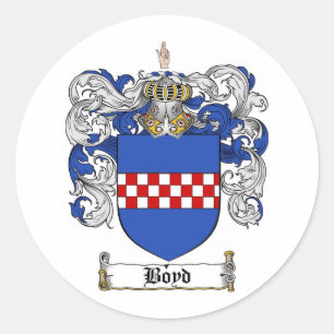 BOYD FAMILY CREST -  BOYD COAT OF ARMS CLASSIC ROUND STICKER