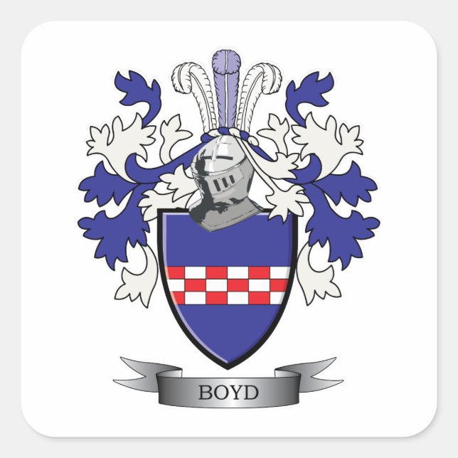 Boyd Family Crest Coat of Arms Square Sticker (Front)