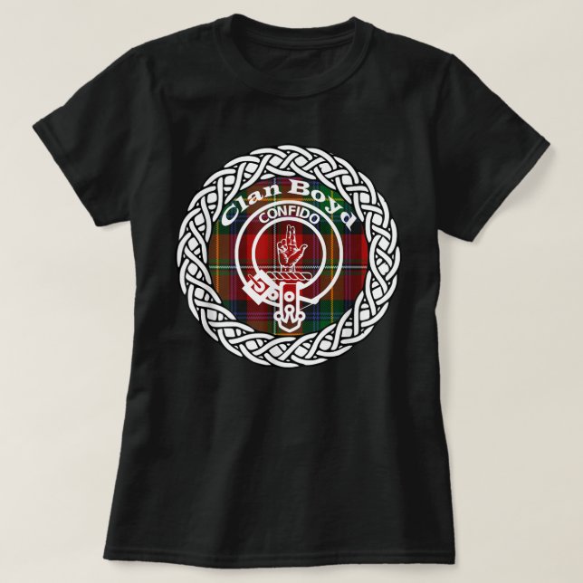 Boyd surname Scottish clan tartan crest badge T-Shirt (Design Front)