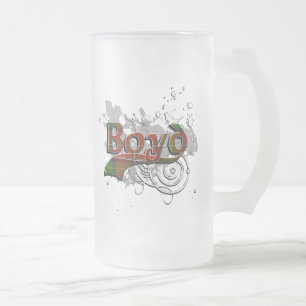 Boyd Tartan Grunge Frosted Glass Beer Mug